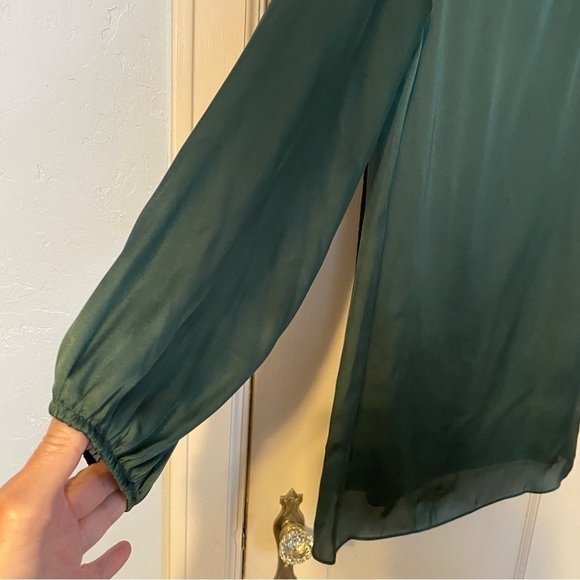 Nymphe Shirt Rich Green Longline Fully Lined Body Silky Forest Fairy Sz S/M - Picture 4 of 9